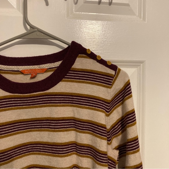 Modcloth Purple and Gold Striped Sweater - Picture 4 of 4